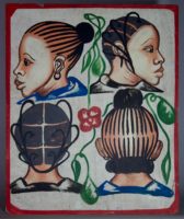 Painted by Joel in Adjame, Abidjan, 4 women's heads on a white background