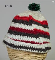 Woven cotton kufi hat in red, black, white. Hat 161B