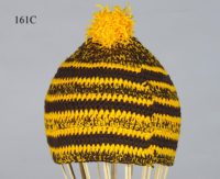Woven cotton kufi hat in black & yellow stripes. Hat 161C