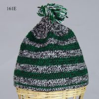 Woven cotton kufi hat in black, white & green. Hat 161E
