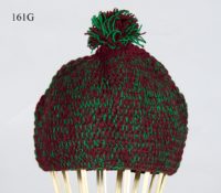 Woven cotton kufi hat in maroon & green. Hat 161G