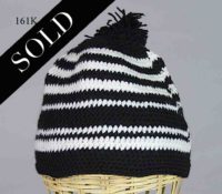 Woven cotton kufi hat in black & white stripes. Hat 161K