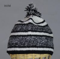 Woven cotton kufi hat in black & white stripes. Hat 161M